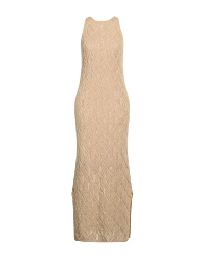 Shop Daniele Fiesoli Woman Maxi Dress Sand Size 3 Linen, Organic Cotton In Beige