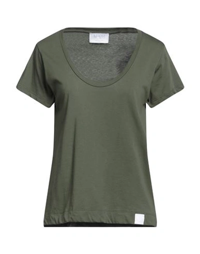 Shop Daniele Fiesoli Woman T-shirt Military Green Size 2 Cotton
