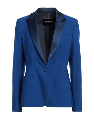 Dondup Woman Blazer Bright Blue Size 4 Polyester, Virgin Wool, Elastane In Blue