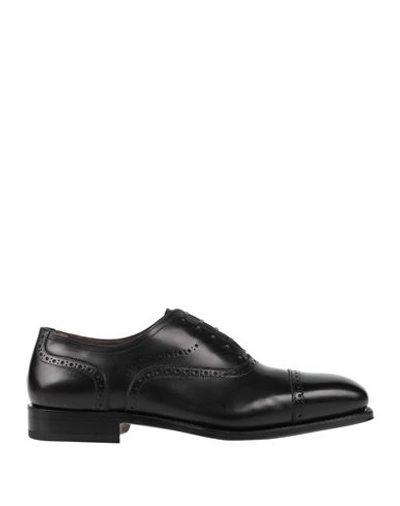 Ferragamo Man Lace-up Shoes Black Size 6.5 Calfskin In Black