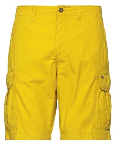 Shop Napapijri Man Shorts & Bermuda Shorts Mustard Size 33 Cotton In Yellow