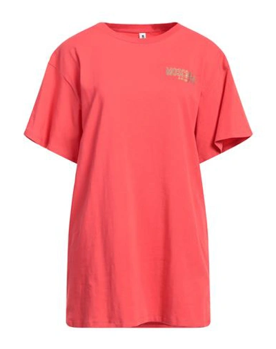 Shop Moschino Woman T-shirt Coral Size L Cotton, Elastane In Red
