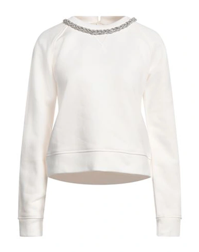 Shop N°21 Woman Sweatshirt White Size 4 Cotton, Glass, Silicone