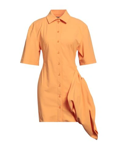 Shop Jacquemus Woman Mini Dress Orange Size 10 Polyamide, Cotton, Elastane