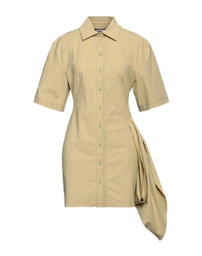 Shop Jacquemus Woman Mini Dress Sage Green Size 8 Polyamide, Cotton, Elastane