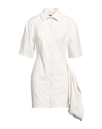 Shop Jacquemus Woman Mini Dress Ivory Size 8 Polyamide, Cotton, Elastane In White