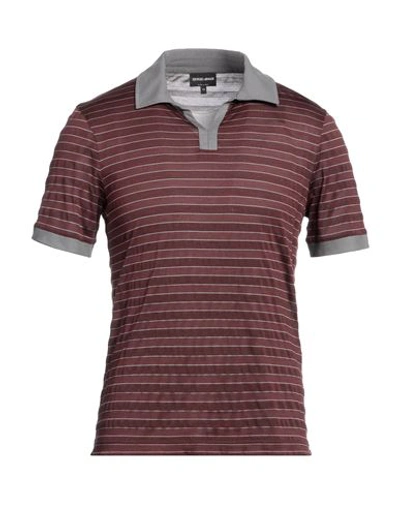 Shop Giorgio Armani Man T-shirt Cocoa Size 46 Silk In Brown