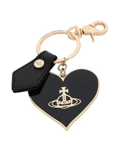 Shop Vivienne Westwood Key Ring Black Size - Iron, Soft Leather