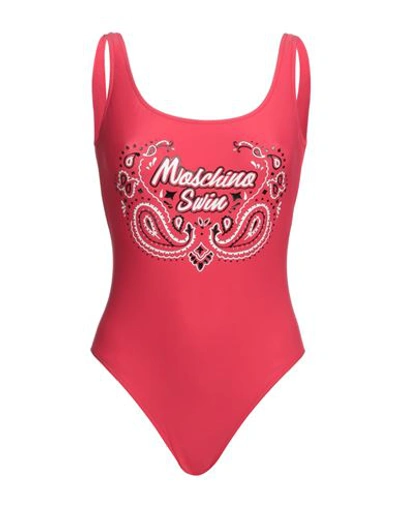 Shop Moschino Woman One-piece Swimsuit Red Size 10 Polyamide, Elastane