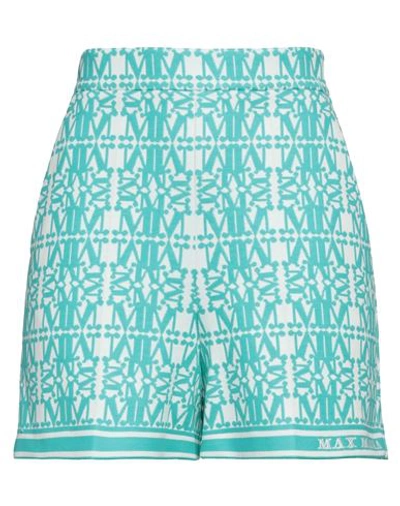 Shop Max Mara Woman Shorts & Bermuda Shorts Turquoise Size 6 Cotton, Polyamide In Blue