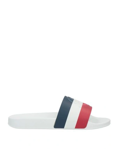 Moncler Basile Striped Rubber Sliders In White
