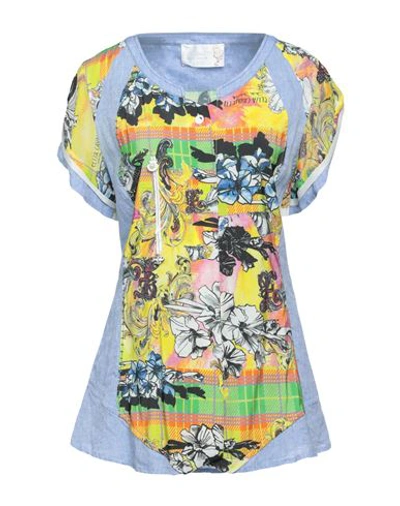 Shop Elisa Cavaletti By Daniela Dallavalle Woman Shirt Azure Size 6 Rayon, Polyester, Linen, Cotton, Meta In Blue