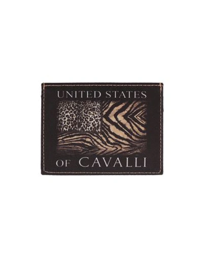 Shop Roberto Cavalli Man Document Holder Black Size - Polyester, Bovine Leather