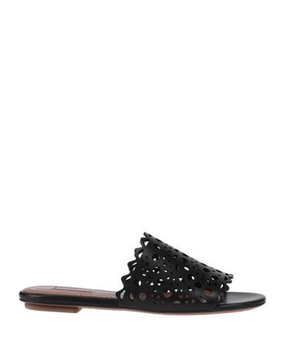Shop Alaïa Woman Sandals Black Size 6 Soft Leather