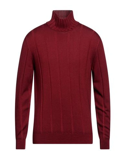 Shop Filippo De Laurentiis Man Turtleneck Burgundy Size 46 Merino Wool In Red