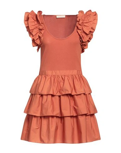 Shop Ulla Johnson Woman Mini Dress Rust Size 10 Cotton In Red