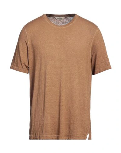 Shop Gran Sasso Man T-shirt Brown Size 44 Linen, Elastane