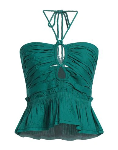 Shop Ulla Johnson Woman Top Emerald Green Size 8 Cotton