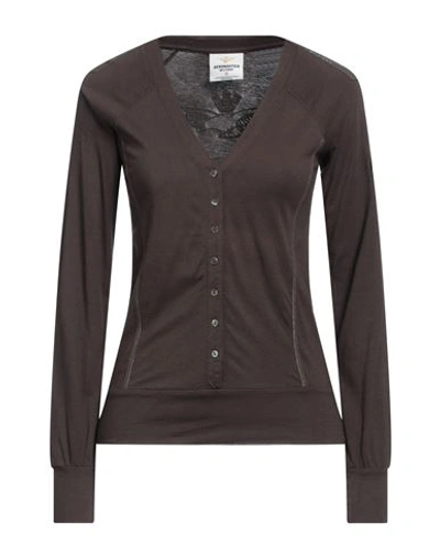 Shop Aeronautica Militare Woman T-shirt Dark Brown Size L Cotton