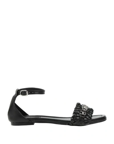 Liu •jo Woman Sandals Black Size 8 Soft Leather In Black