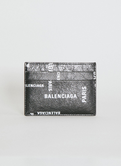 Shop Balenciaga Logo Print Cardholder In Black
