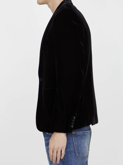 Shop Saint Laurent Black Velvet Jacket