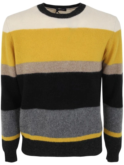 Shop Drumohr Color Block Long Sleeve Crew Neck Sweater Clothing In Yellow &amp; Orange