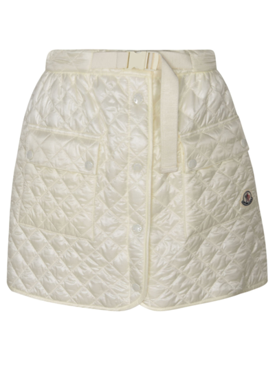 Shop Moncler Quilted Mini Skirt In White