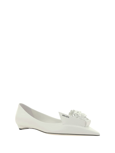 Shop Prada Ballet Flats In Bianco