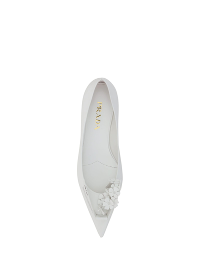 Shop Prada Ballet Flats In Bianco