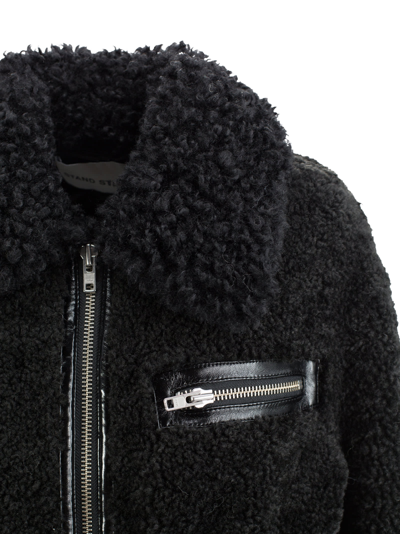 Shop Stand Studio Joann Faux-shearling Coat In Black