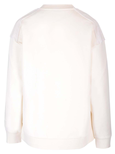 Shop Moncler Sweatshirt With Embroidered Logo In White