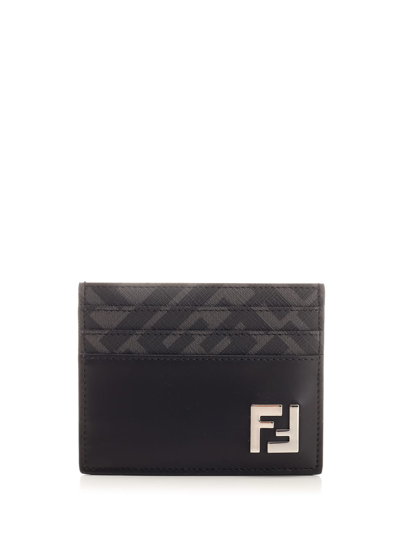 Shop Fendi Black Ff Squared Card Holder