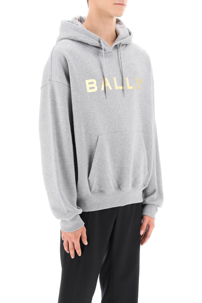 Shop Bally Metallic Logo Hoodie In Grey Melange (grey)
