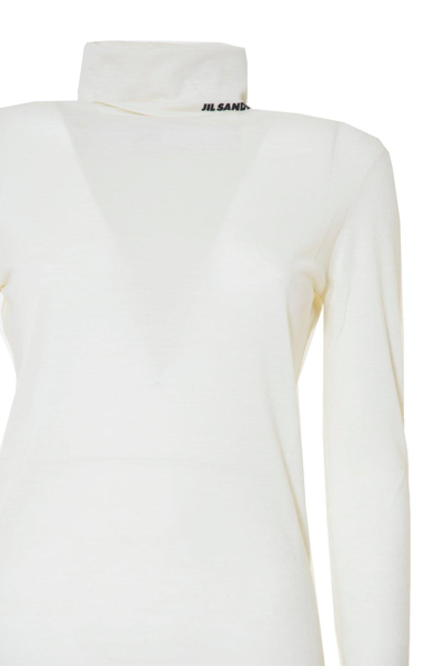 Shop Jil Sander Long-sleeved High-neck T-shirt In Bianco