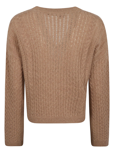 Shop 360cashmere V-neck Cable-knit Sweater In Vicuna