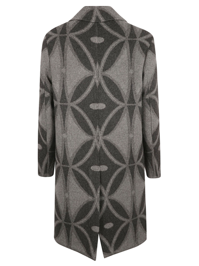 Shop Etro Patterned Button-up Coat In Grey