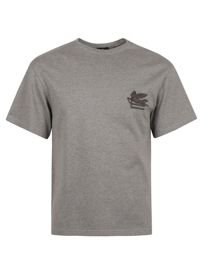 Shop Etro Chest Logo Embroidered T-shirt In Grey