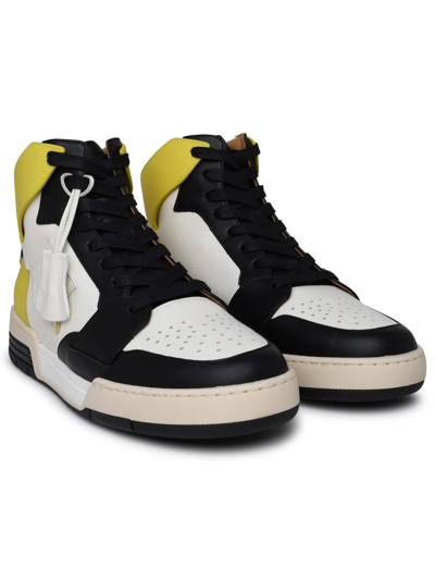 Shop Buscemi Air Jon White And Yellow Leather Sneakers