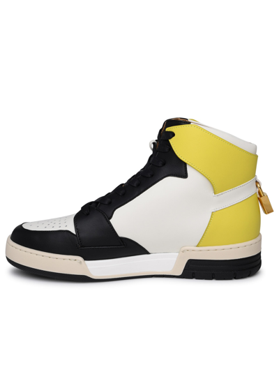 Shop Buscemi Air Jon White And Yellow Leather Sneakers