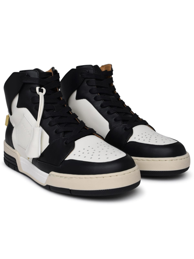 Shop Buscemi Air Jon Black And White Leather Sneakers