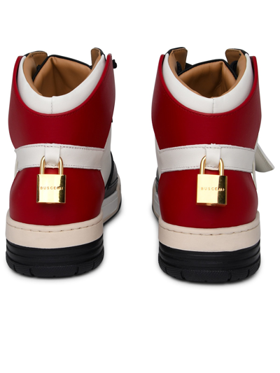 Shop Buscemi Air Jon Red And White Leather Sneakers