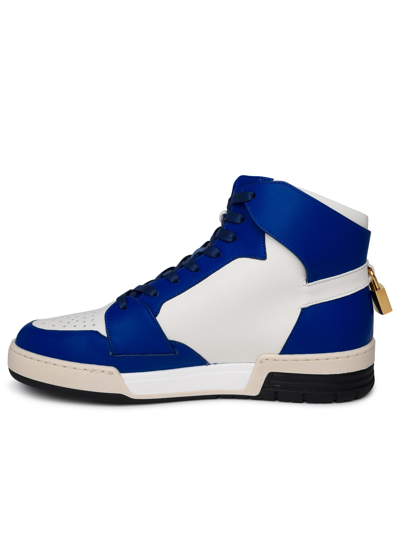 Shop Buscemi Air Jon White And Blue Leather Sneakers