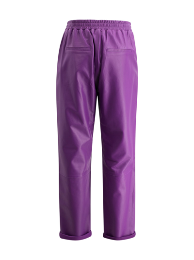 Shop Arma Elasticated-waist Leather Straight Trousers In Viola