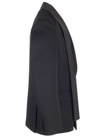 Shop Valentino Double-breasted Jacket With Scarf Collar In Black
