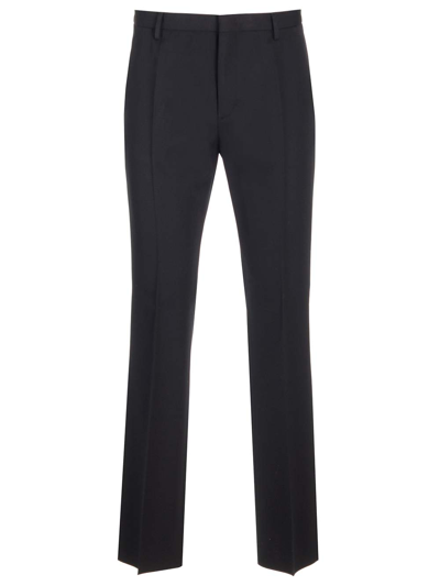 Shop Valentino Tailored Wool Trousers In Black