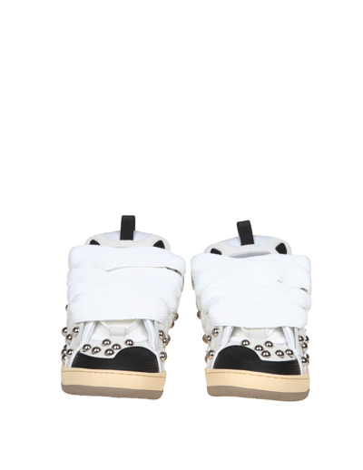 Shop Lanvin Curb Sneakers In Black And White Leather With Applied Studs