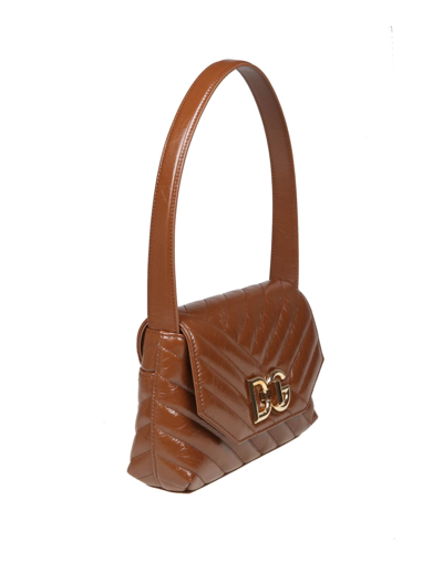 Shop Dolce & Gabbana Lop Shoulder Bag With Dg Buckle In Camel