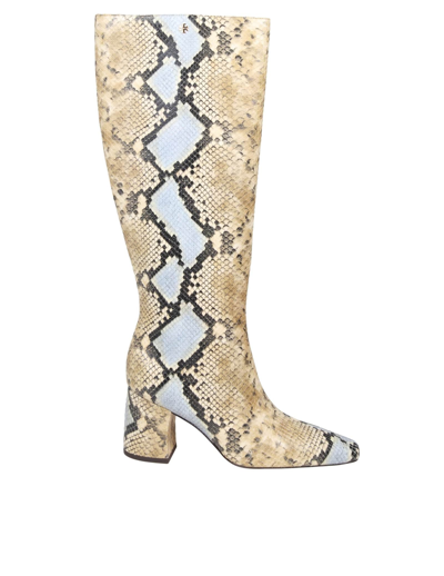 Shop Tory Burch Python Print Embossed Leather Boot In Lavender