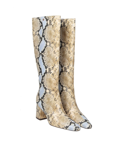 Tory Burch Python Print Embossed Leather Boot In Lavender